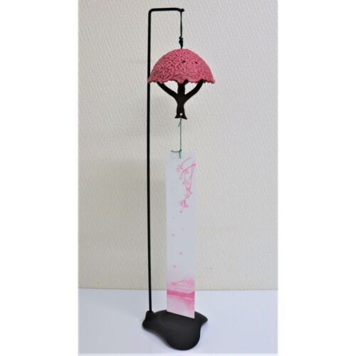 [Fujita Vase ] Nambu Tekki Windspiele Glocke Voll Kirschblüten Ständer Set - Bild 1 von 2