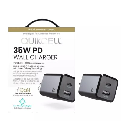 WALL CHARGER FROM QUICKCELL 35W PD USB-A USB-C  HIGH OUTPUT #METRO33027