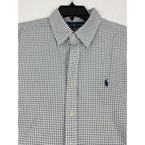 Polo Ralph Lauren Dress Shirt Men's XL Custom Fit Green/Blue Long Sleeve Button