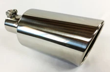 Exhaust Tip 2.50  Inlet 5.00  X 12.00  Bolt On Rolled Slant Polished 304 Stainle