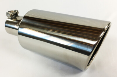 Exhaust Tip 2.50  Inlet 5.00  X 12.00  Bolt On Rolled Slant Polished 304 Stainle