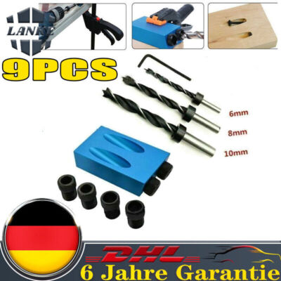 9PCS Loch Jig Kit Doppel Pocket Hole Jig Schräges Loch Positioniere Ortungs Set