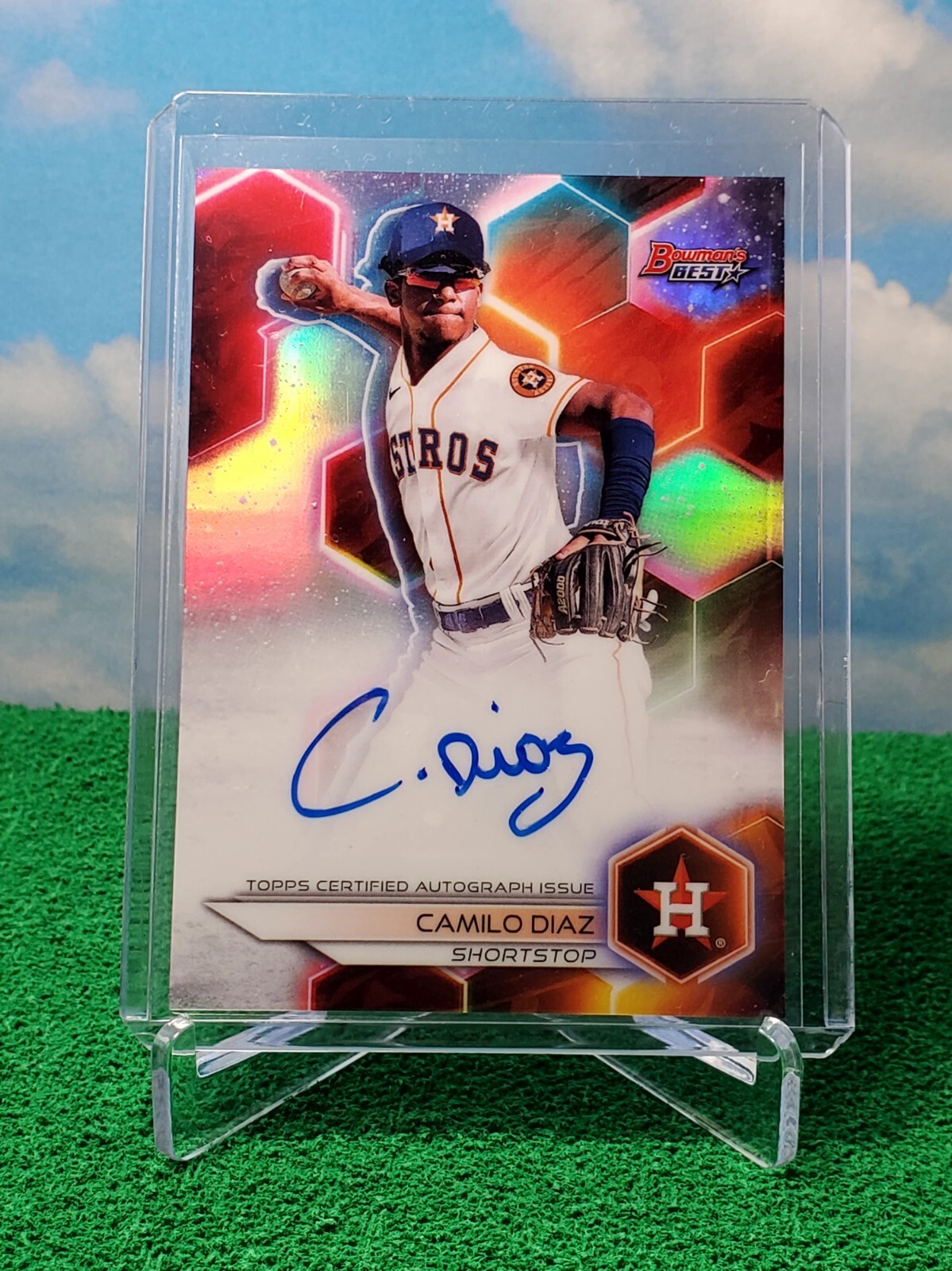 Camilo Diaz 2023 Bowman's Best Refractor On-Card Auto #B23-CD Houston Astros