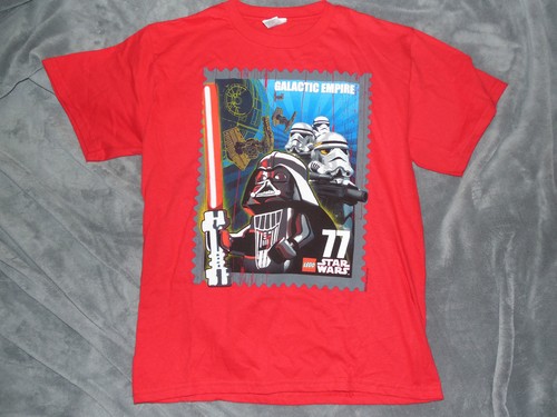 Children's Kid's Boy's T-Shirt Lego Star Wars Stamp Large Red NWOT T Darth