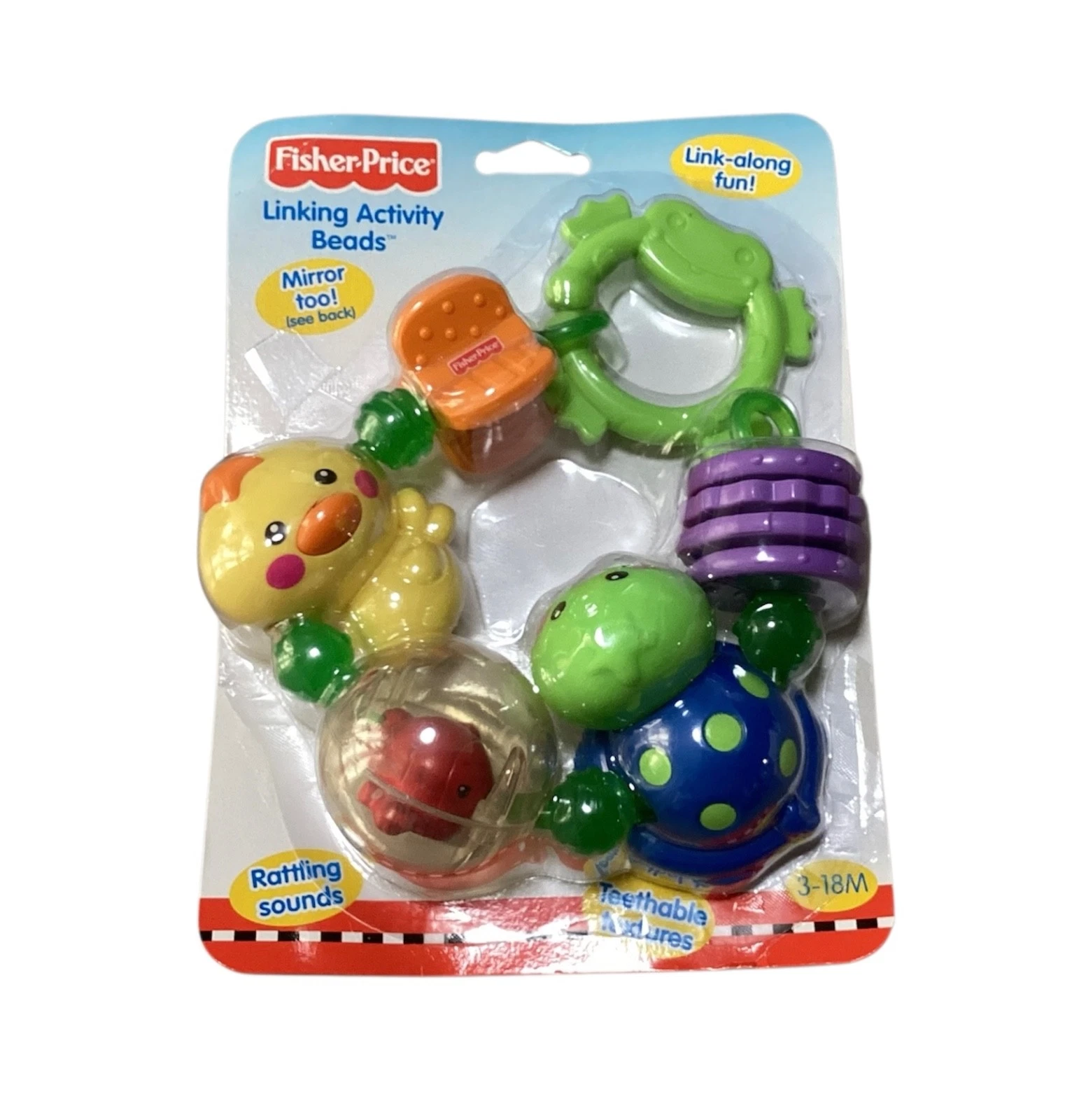 Fisher Price Linking Activity Beads Rattle Teethable Mirror New 2008