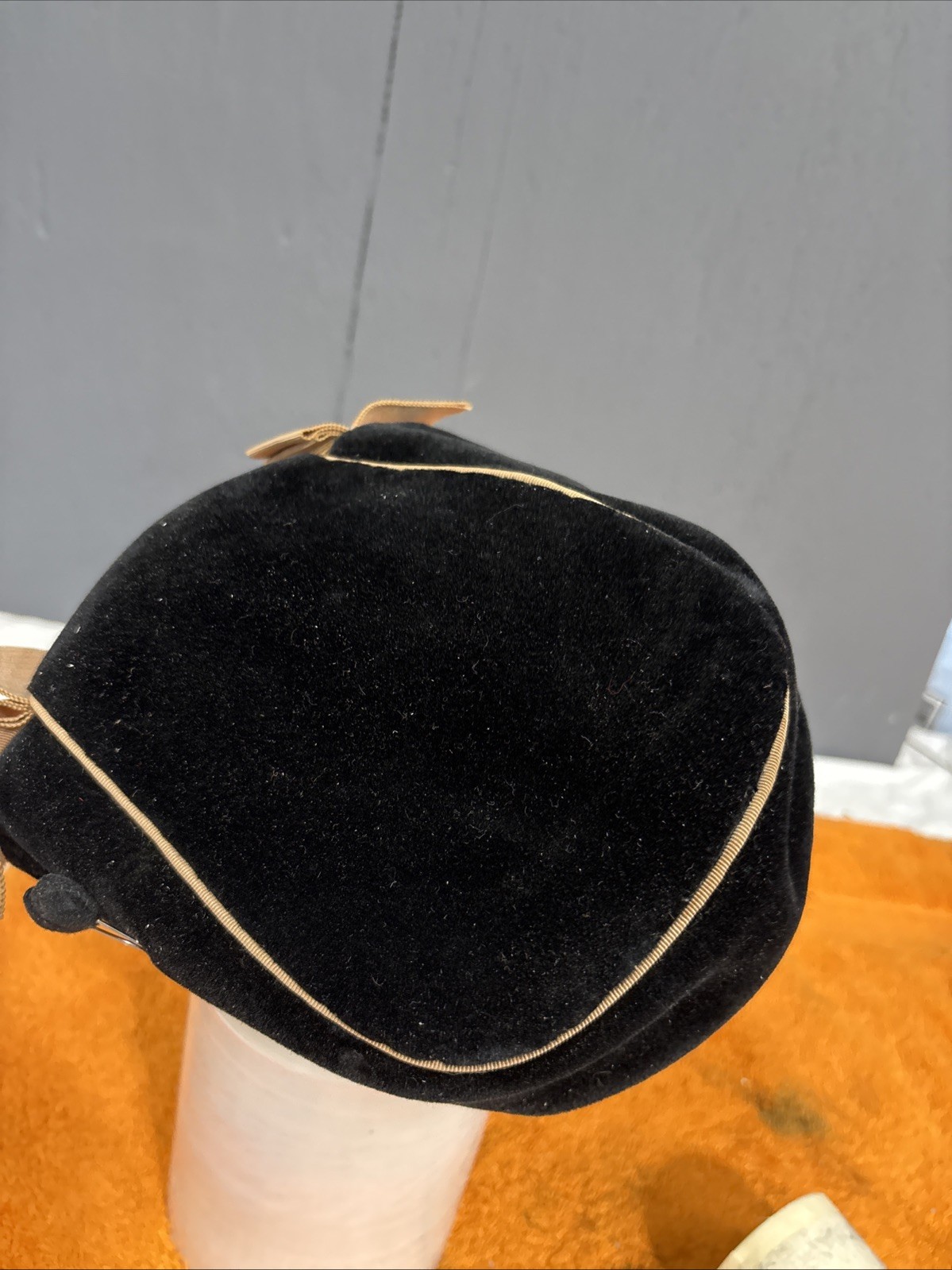 N-15-Vintage CHRISTIAN DIOR 1950-60s Black Velvet Sequins Hat New York 2 Hat Pin thumbnail 9