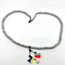 Vintage SUGARFIX by BaubleBar Modern Boho Marble Bead Tassel Pendant Necklace