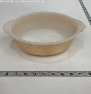 Anchor Hocking Fire King Peach Luster Ovenproof Casserole Dish Glass USA