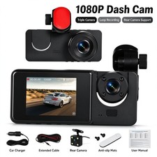 Dash Cam 1080P Dual Lens Front Rear Inside Car Video Recorder With G-Sensor
