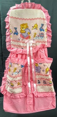 Rare Vintage 100% Cotton Diaper Stacker- Sleepy Bear and Playful Animal Friends