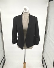 Rachel Zoe Black 3/4 Pleated Sleeve Open Collarless Blazer Size XS
