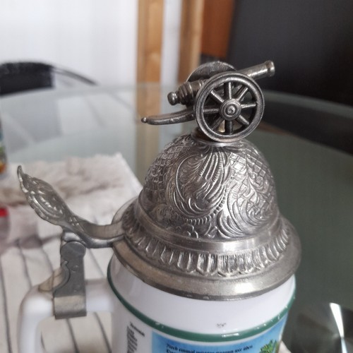 Reservistenkrug Bierseidel aus Milchglas Und Zinndeckel Original Top Zustand - Bild 8 von 13