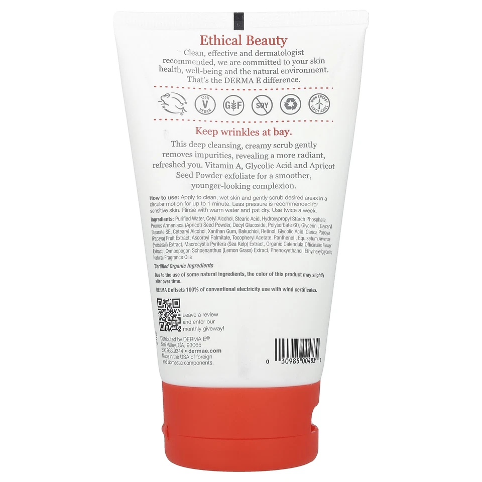Derma E Anti-Wrinkle Scrub 4 oz 113 g Cruelty-Free, EcoFriendly, Gluten-Free, - Image 2 of 2