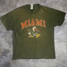Vintage Miami Hurricanes Shirt XL Sebastian The Ibis NCAA College Green Retro