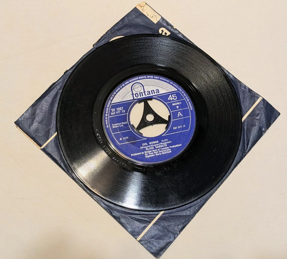 RARE BLACK SABBATH - EVIL WOMAN / WICKED WORLD 7" Original Release Fontana Mono - Image 3 of 4