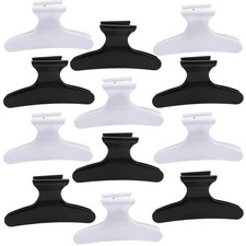 Hair Clips for Styling Sectioning 12 Pack Black White Butterfly Clamps Hair Claw