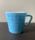 Vintage MCM Pyrex Light Blue Atomic Foulard Patterned Mug