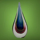 Vintage Murano Sommerso Triple Colored Tear Drop Sculpture by Seguso Flavio