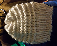 Handmade White Knitted winter beanie