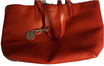 DKNY Bryant Red Zippered Pocket Tote Shoulder Bag   Donna Karan Faux Leather