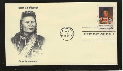 INDIAN CHIEF JOSEPH FDC 1968 WASHINGTON, DC JERRY'S COVERS ONLY 1 MADE