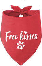 Dog Valentines Day Bandana, Red Pet Scarf Triangle Bibs Kerchief