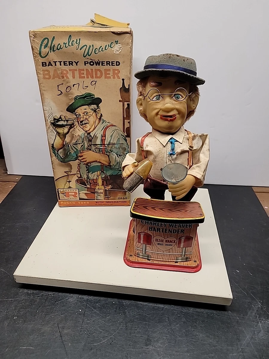 A Vintage Charley Weaver Bartender, in original box, battery powered