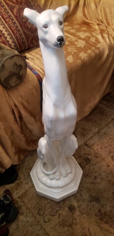 Vintage 33” Marwal Chalkware Italian Greyhound Whippet Floor Statue 18x11x33in