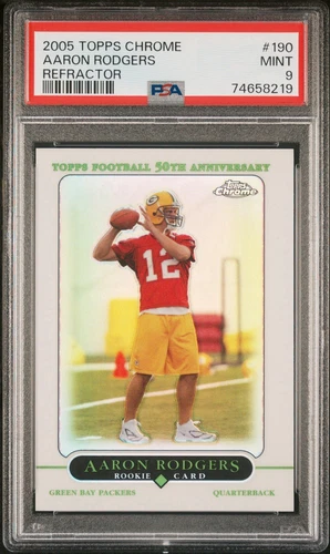 2005 Topps Chrome Aaron Rodgers Rookie Refractor #190 PSA 9