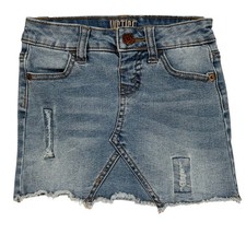 Justice Girls Denim Skirt with Built-In Shorts, Distressed Blue Wash, Cute