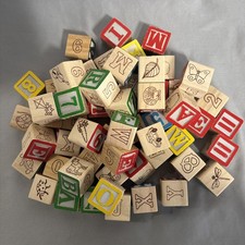 Melissa  Doug Wooden Blocks Set - Alphabet, Numbers  Pictures   Used