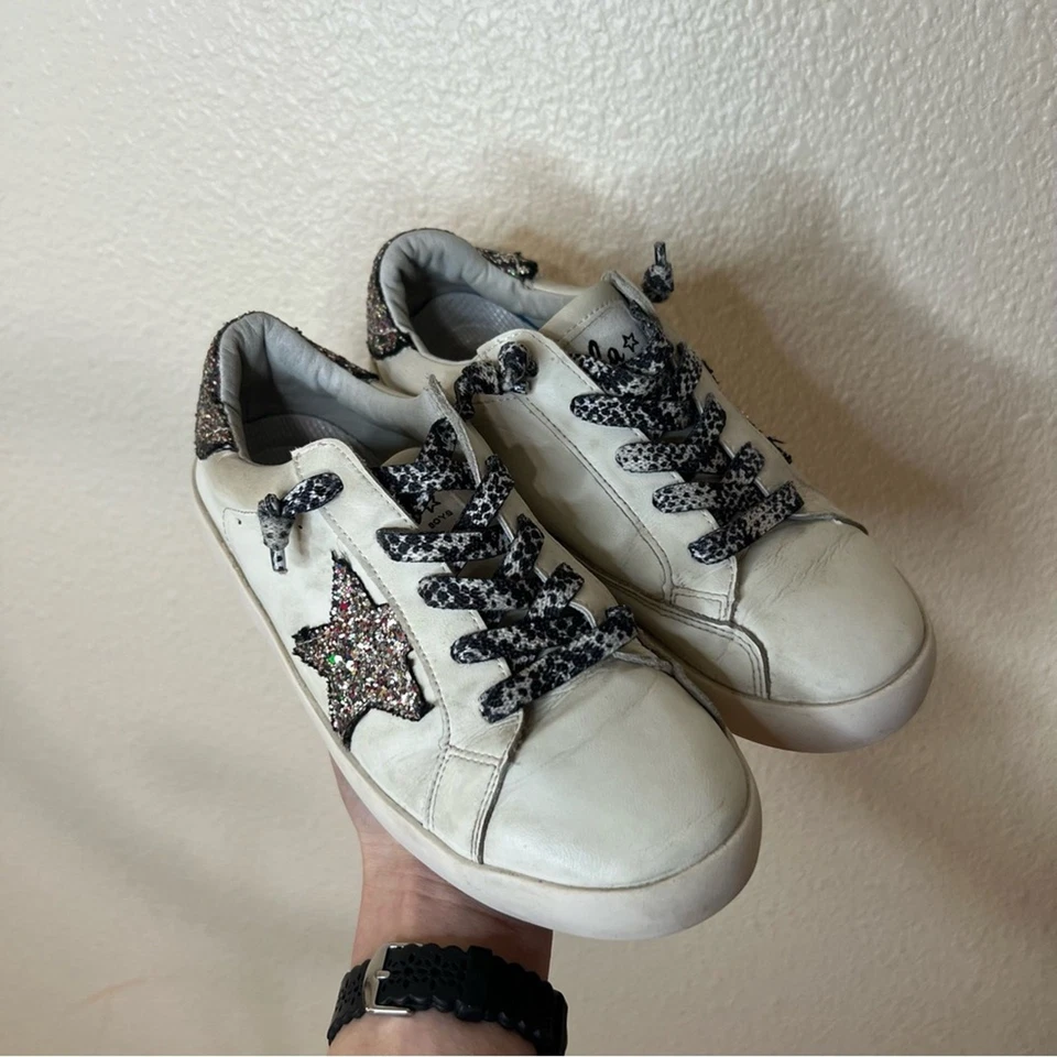 Lola and the Boys Star Glitter distressed leather sneakers 37 - Image 2 of 4
