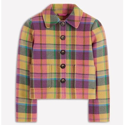 Boden Blue Knightsbridge Wool Jacket Plaid Multicolor Size 2 New With Tags