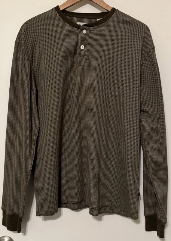 Chaps Henley Thermal Shirt, Mens Large, Waffle Knit Casual/dressy NWOT