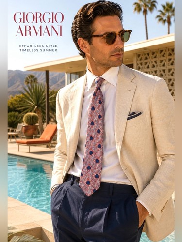 Giorgio Armani Silk Mid-Century Moden Mens Tie