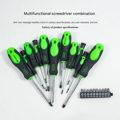 Pack of 12 Bit Set and Screwdriver Handle in Organized Plastic Box Manual Tool