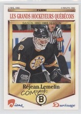 1992-93 Panini Diana/Durivage Les Grands Hockeyeurs Quebecois Rejean Lemelin 1s7