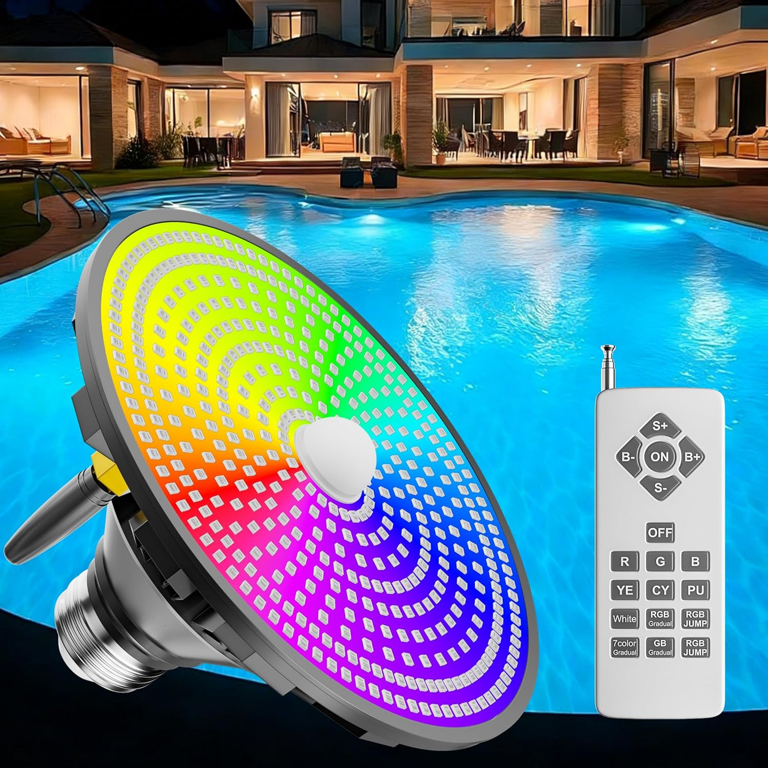 LED Pool Light Bulb for Inground Pool, 70W Colorlogic above 