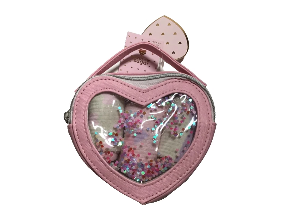 Paquete de 3 calcetines Rainbow Sugar para niñas en estuche zapato talla 10,5-4 rosa y marfil NUEVO Foto 4 de 4