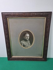 Carved Oak Framed Antique WW1 Army Ordnance British Tommy Soldier B&W Photograph