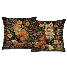 William Morris Fox Floral Print Pillow Covers 18x18 Set of Fox Set of 2
