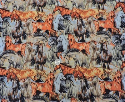 100% Cotton - David Textiles -Galloping Horses- By the Yard