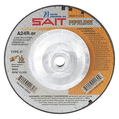 UNITED ABRASIVES-SAIT 22046 CutOff&GrindWhl,5/8''-11CN,ThreadHle 35KH20