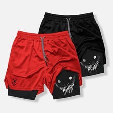 pantalones cortos ajustados de entrenamiento f sico para hombres con estampado d