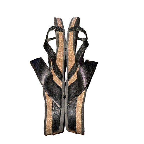Aetrex Jillian Braided Quarter Strap Sandal Women's 8.5 Black Leather Adjustable - 第 7/8 張圖片