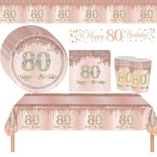 Rosegold 80. Geburtstag Deko 80. Party Tischd...