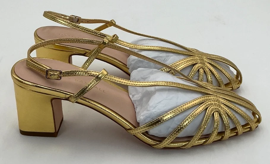 Sandalias de cuero dorado Loeffler Randall Priscilla para mujer talla 9 Foto 4 de 4