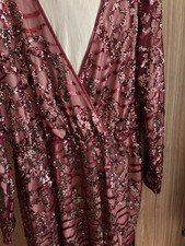 NEW WOMENS DESIGNER CHRISTMAS PARTY DRESS SEQUIN RUBY RED BURGUNDY SPARKLING