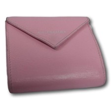 BALENCIAGA Leather Papier Mini Wallet Pink