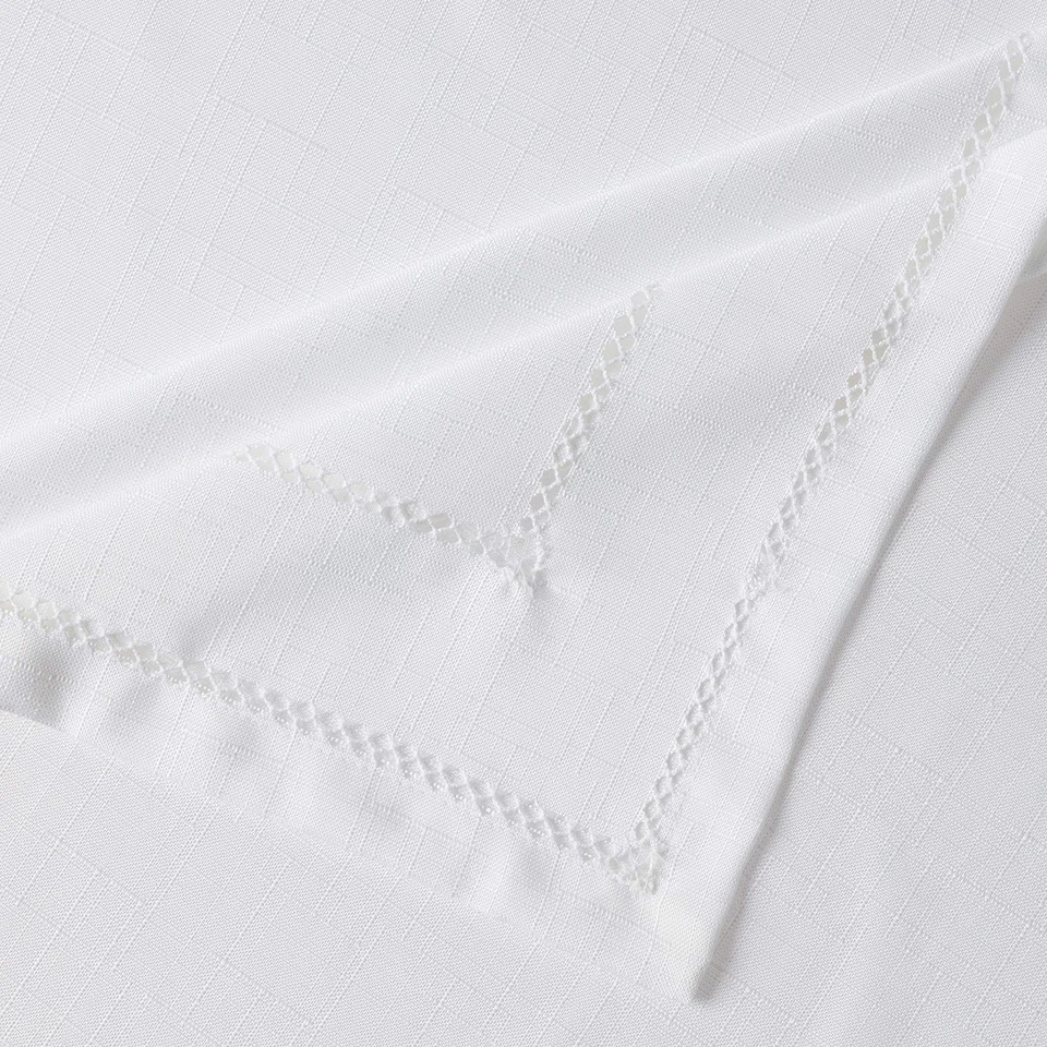Hem Stitch Embroidered Vintage Design Tablecloth White 68" by 140" Oblong/Rec... - Image 3 of 4